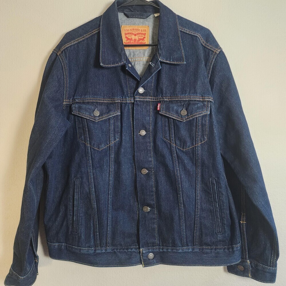 Levis Trucker Jacket Mens Large Blue Denim Button Front Unlined PC9 72334-0134